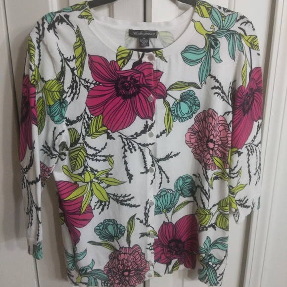 All Over Flower Print Cotton Blend Sweater - Picture 4 of 14